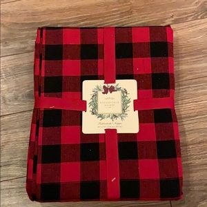 Red buffalo plaid tablecloth Christmas